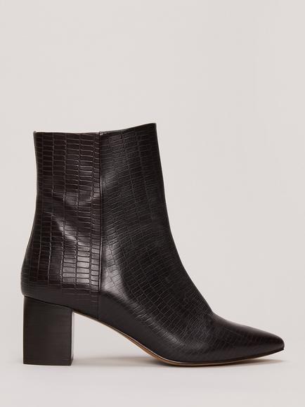 Mango Leather Ankle Boots, Black, Brown