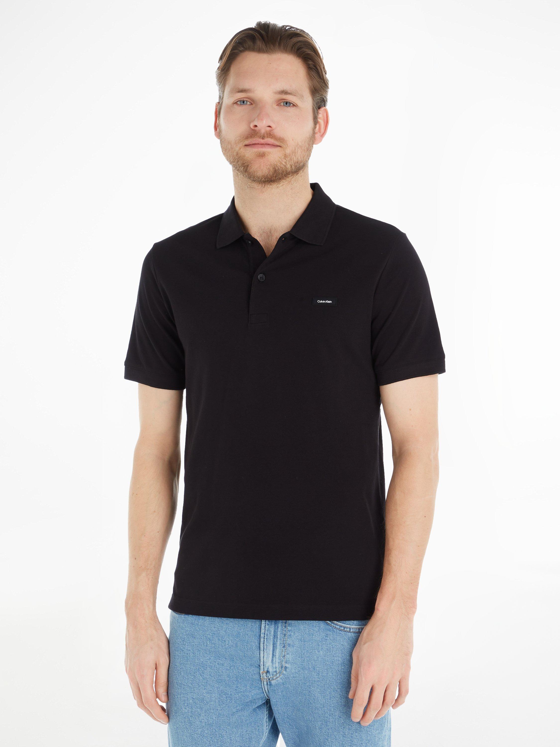 Product image 1 of 6, which shows Calvin Klein Slim Stretch Pique Polo Shirt, Ck Black, XS