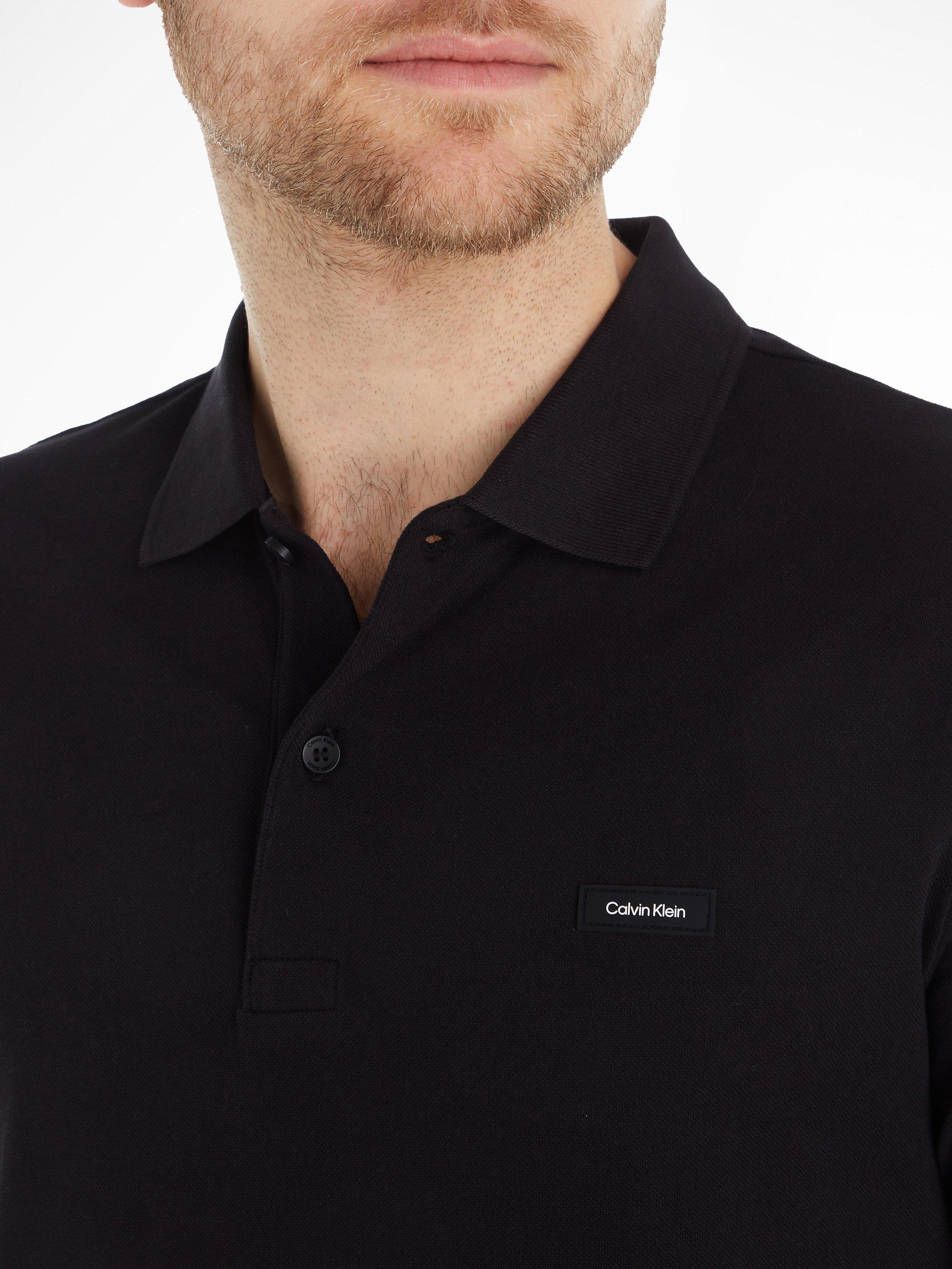 Product image 3 of 6, which shows Calvin Klein Slim Stretch Pique Polo Shirt, Ck Black, XS