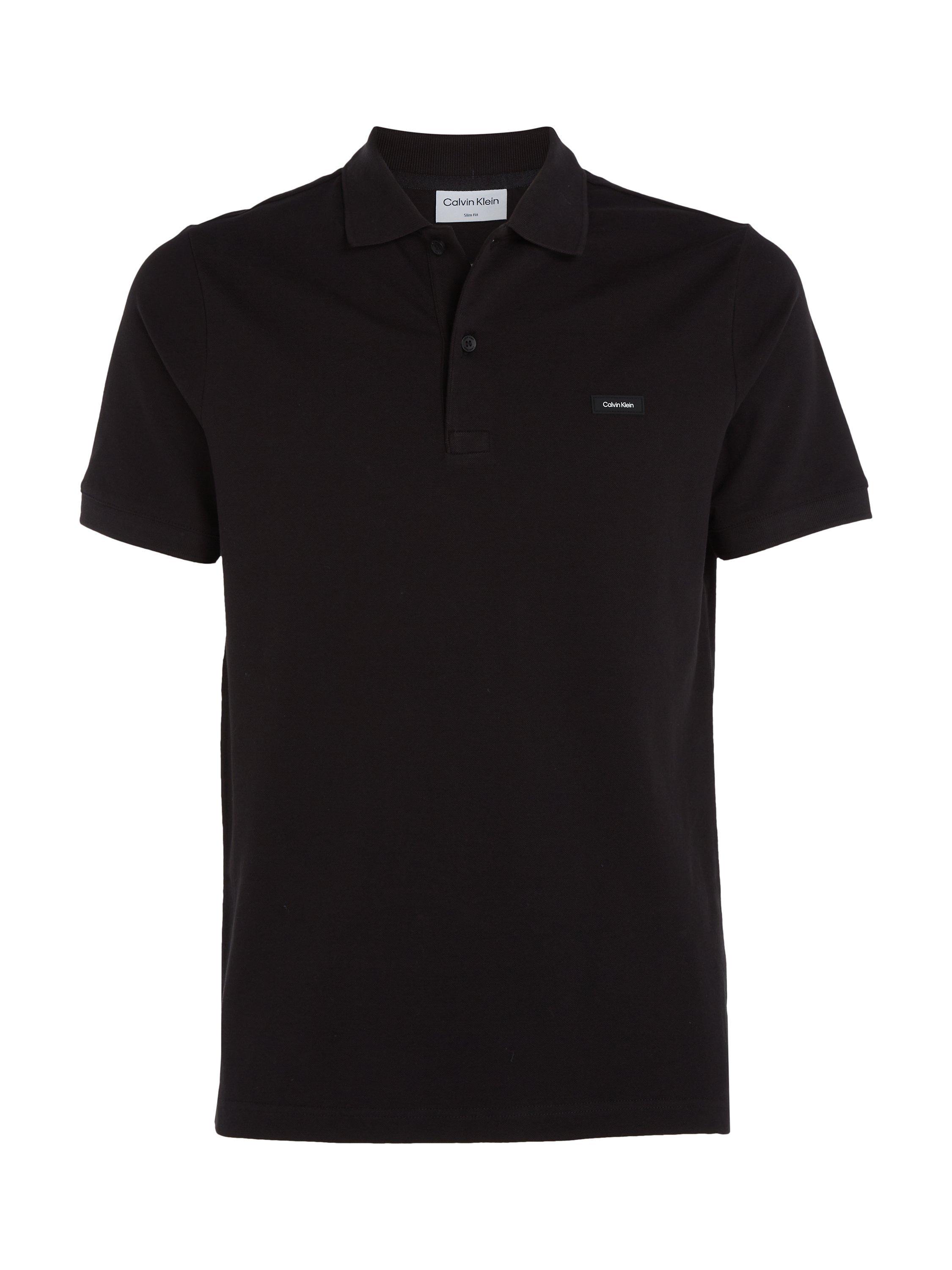 Product image 4 of 6, which shows Calvin Klein Slim Stretch Pique Polo Shirt, Ck Black, XS