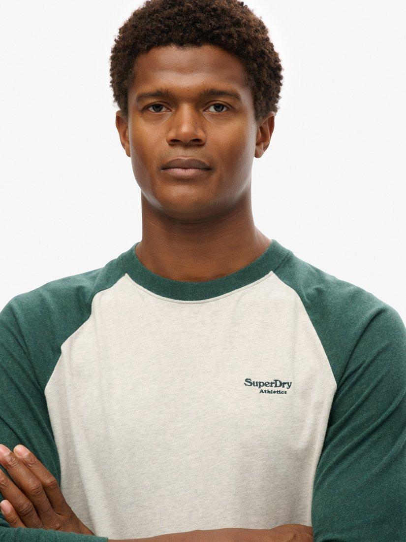 Product image 4 of 5, which shows Superdry Essential Baseball Long Sleeve Top, Glacier Grey/Green, S
