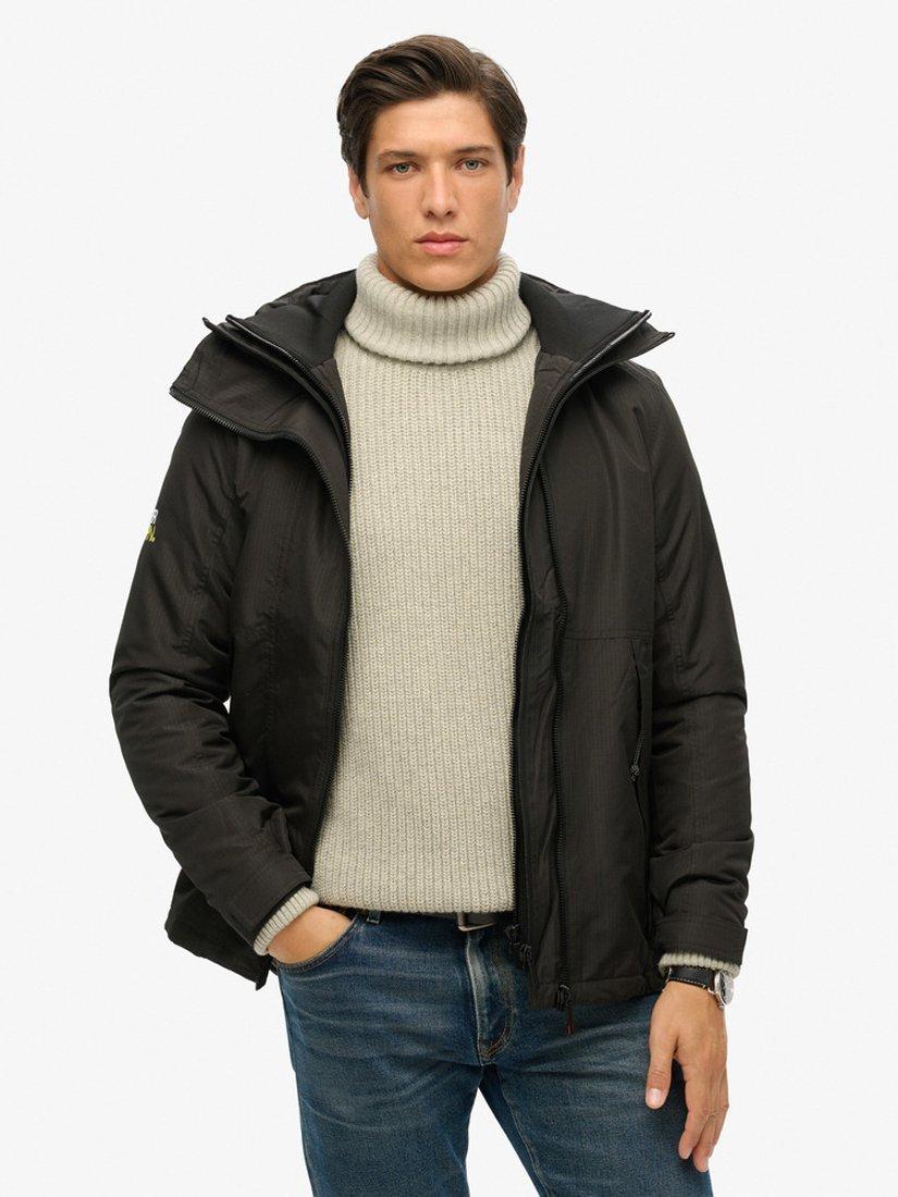 Product image 1 of 9, which shows Superdry Hooded Yachter Windbreaker Jacket, Black/Optic, S