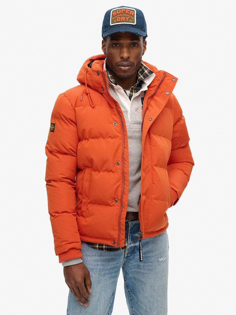 Product image 1 of 8, which shows Superdry Everest Hooded Puffer Jacket, Pureed Pumpkin, S