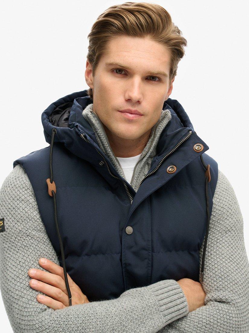 Product image 7 of 7, which shows Superdry Hooded Everest Puffer Gilet, Nordic Chrome Navy, S
