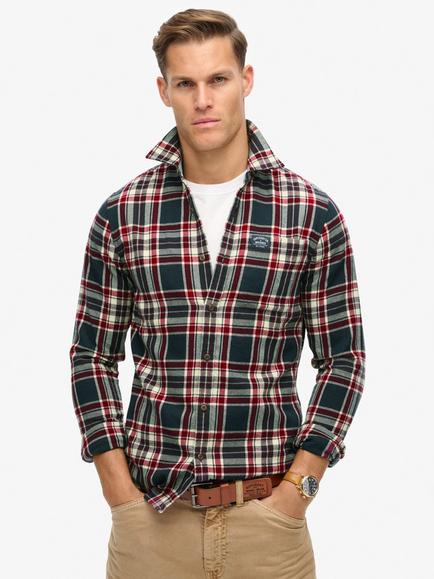 Superdry Organic Cotton Long Sleeve Lumberjack Shirt, Kansas Check Navy