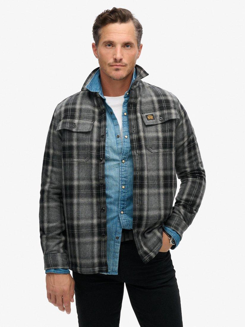 Product image 1 of 7, which shows Superdry Wool Blend Miller Overshirt, Roderick Check Black, S