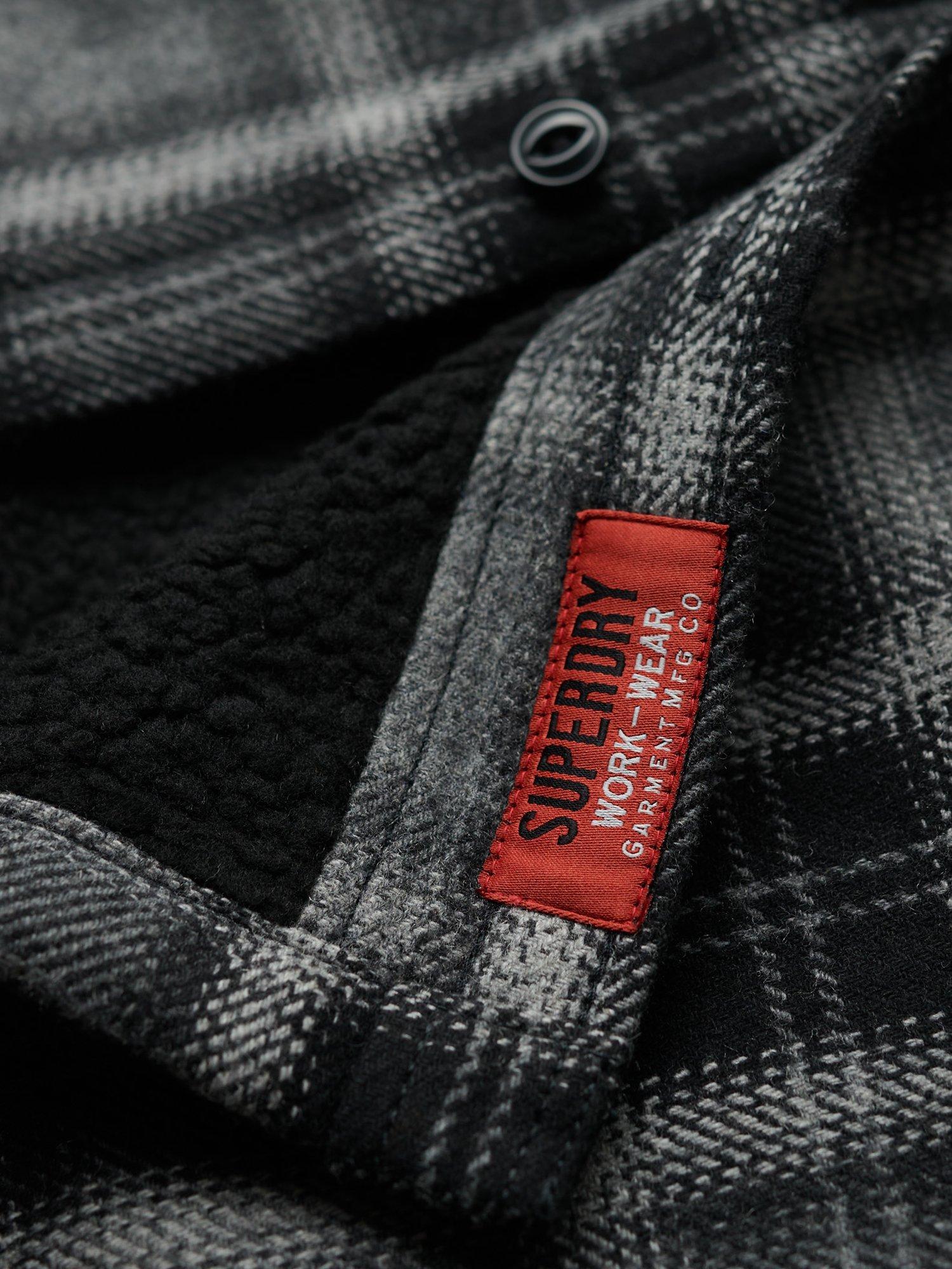 Product image 6 of 7, which shows Superdry Wool Blend Miller Overshirt, Roderick Check Black, S