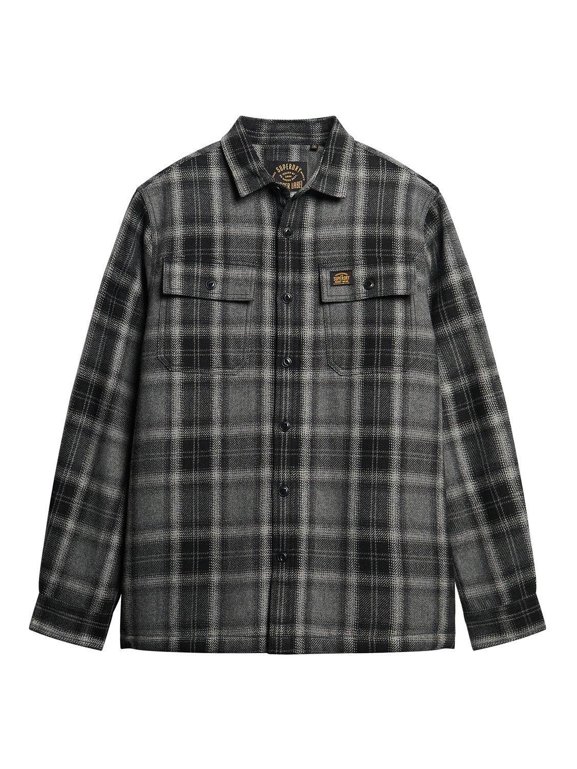 Product image 7 of 7, which shows Superdry Wool Blend Miller Overshirt, Roderick Check Black, S