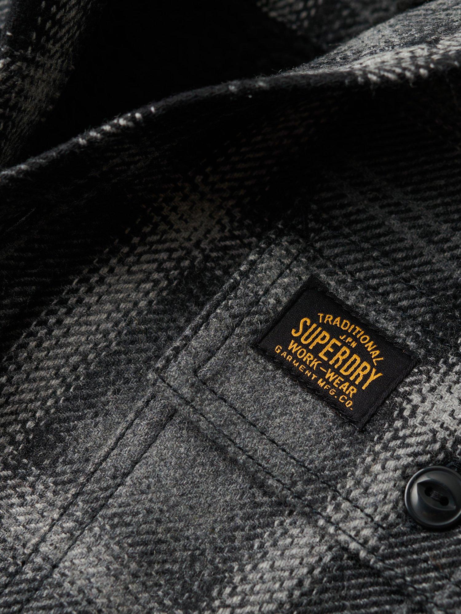 Product image 5 of 7, which shows Superdry Wool Blend Miller Overshirt, Roderick Check Black, S
