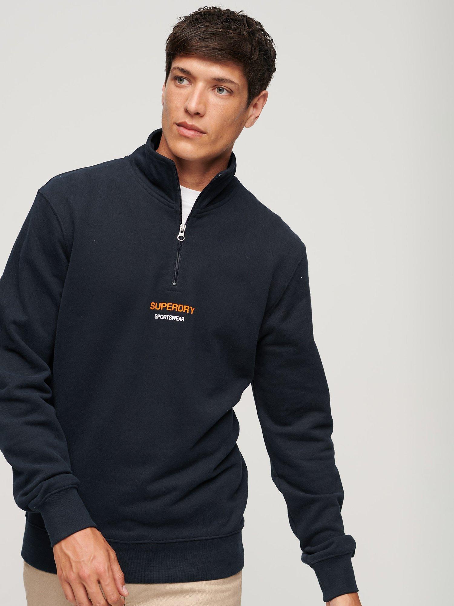 Superdry Sports Logo Relaxed Fit Half Zip Sweatshirt, Eclipse Navy