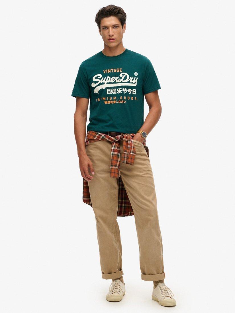 Product image 2 of 5, which shows Superdry Classic Vintage Logo Heritage T-Shirt, Pine Green, S