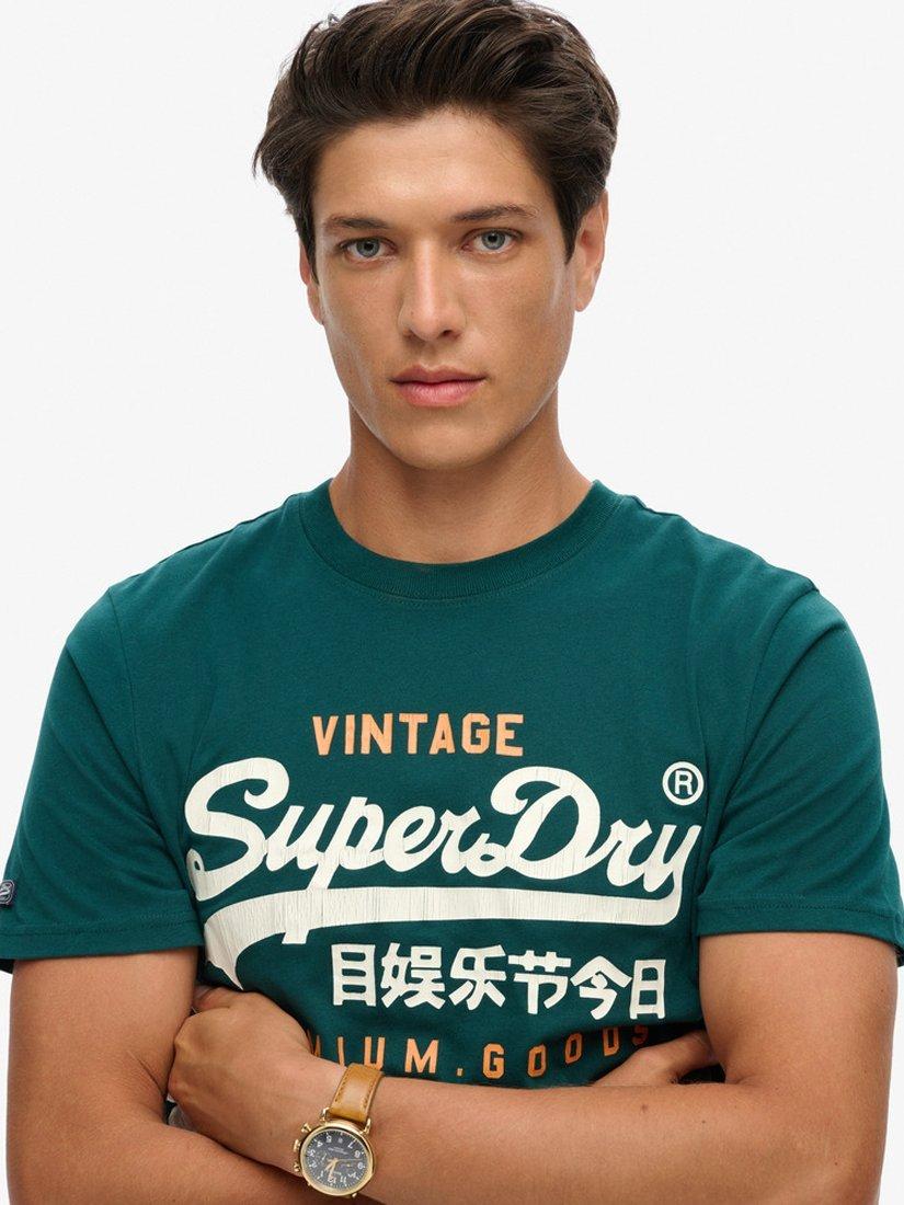 Product image 5 of 5, which shows Superdry Classic Vintage Logo Heritage T-Shirt, Pine Green, S