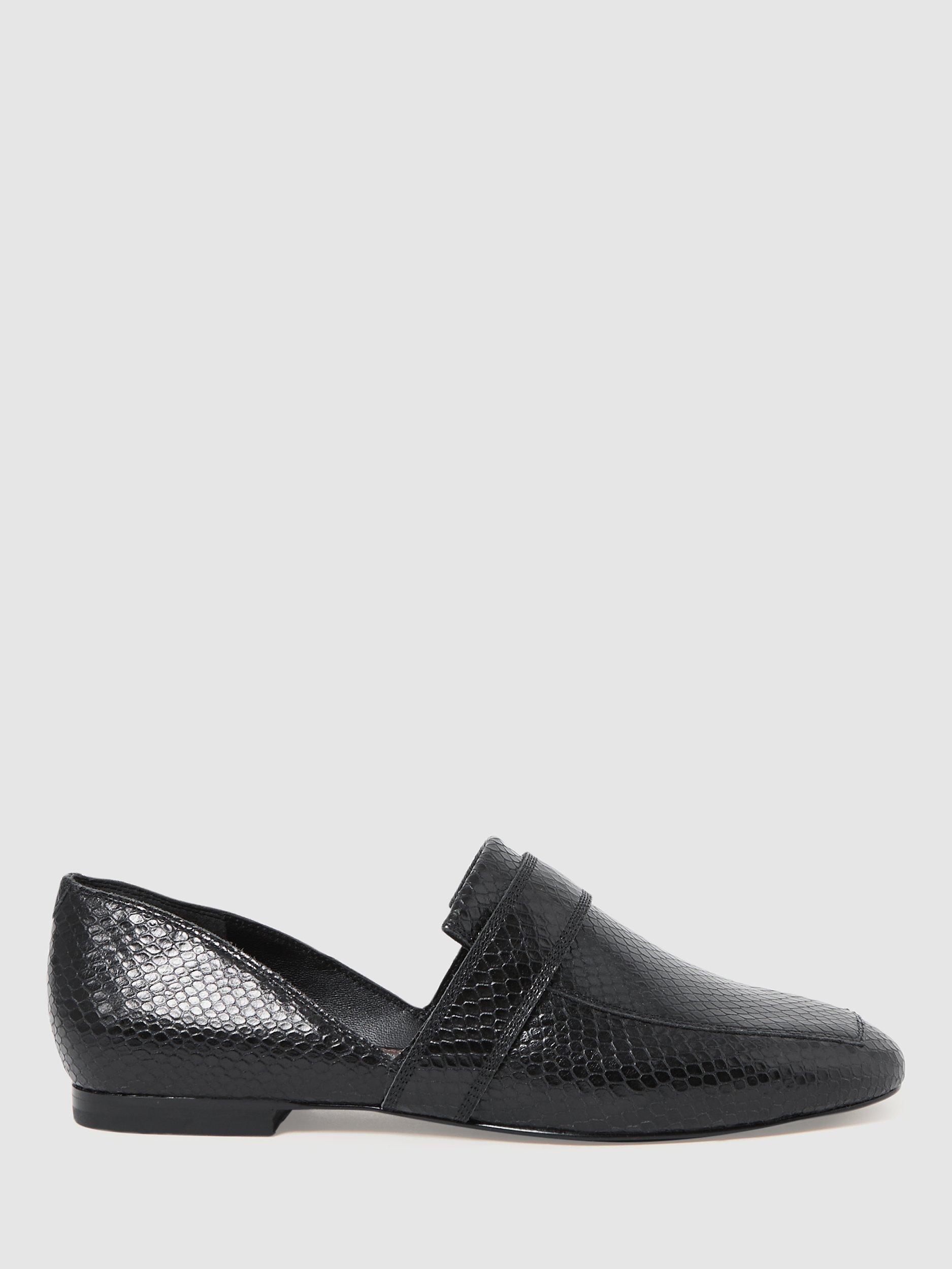 Reiss Irina Lizard Print Loafer, Black