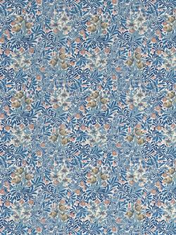 Morris & Co. Bower Pair Lined Pencil Pleat Curtains - view 2, Indigo/Pearwood