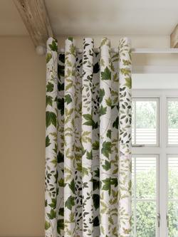 Sanderson Sycamore & Oak Pair Lined Eyelet Curtains, Sky Blue/Kale, Sky Blue/Kale