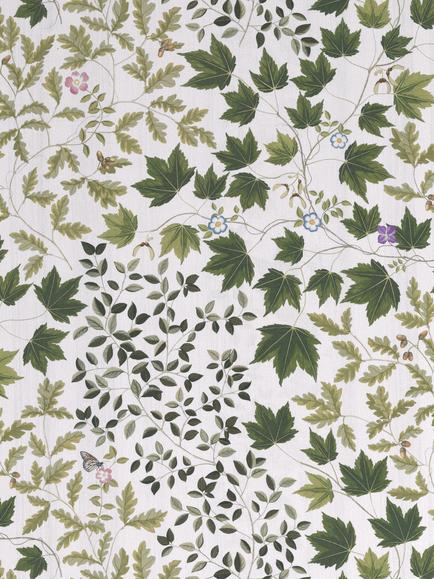 Sanderson Sycamore & Oak Pair Lined Eyelet Curtains, Sky Blue/Kale - view 2, Sky Blue/Kale