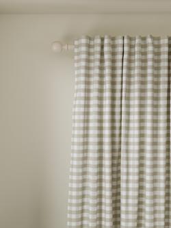 John Lewis Gingham Check Weave Pair Lined Hidden Tab Top Curtains, Putty