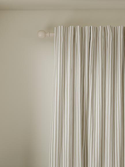 John Lewis Conwy Stripe Weave Pair Lined Hidden Tab Top Curtains, Putty