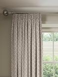 John Lewis Jaya Print Pair Lined Pencil Pleat Curtains, Putty