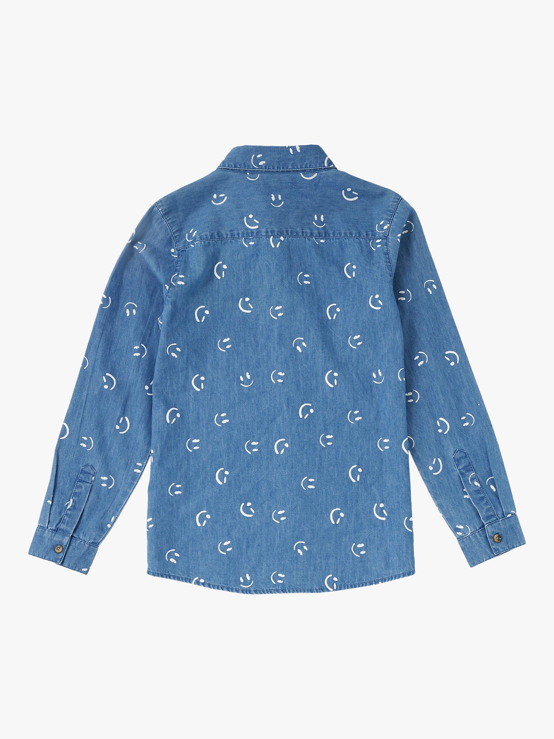 Product image 3 of 4, which shows Angel & Rocket Kids' Walker Smile Print Shirt, Blue, 7 years