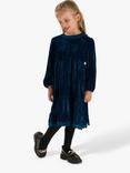 Angel & Rocket Kids' Mia Crushed Velvet Lace Collar Dress, Teal