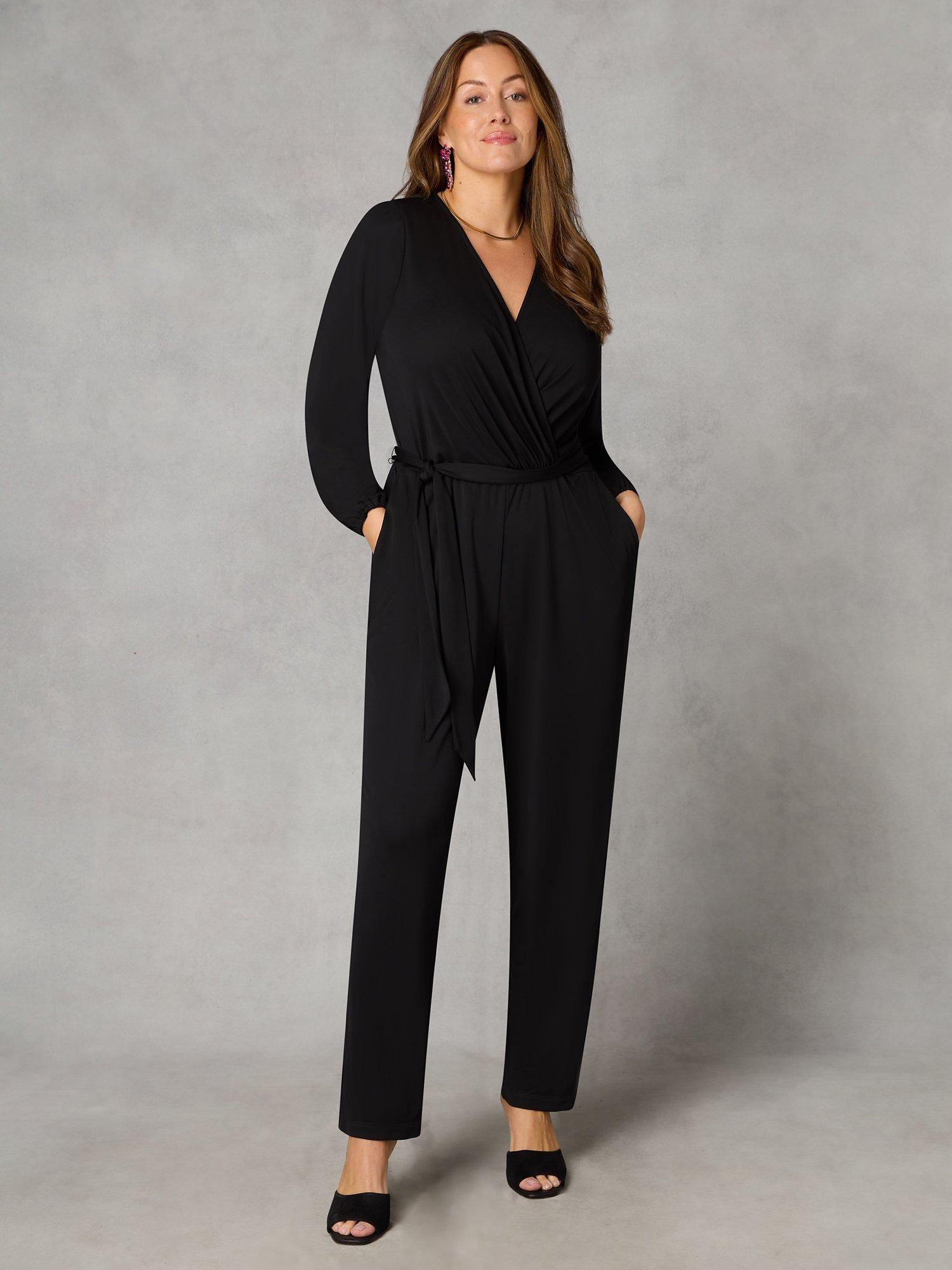 Live Unlimited Curve Jersey Belted Jumpsuit Petite Black