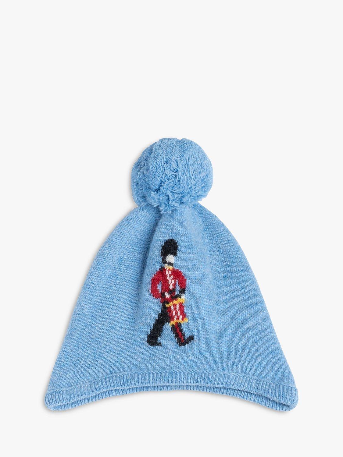 Product image 1 of 3, which shows Trotters Baby Guardsman Bobble Hat, Blue Marl, S-M