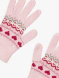 Trotters Kids' Fairisle Cashmere Blend Gloves, Pink/Multi