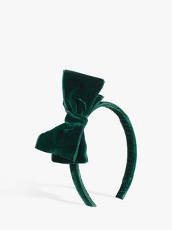 Trotters Kids' Velvet Bow Headband, Green