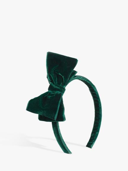 Trotters Kids' Velvet Bow Headband, Green