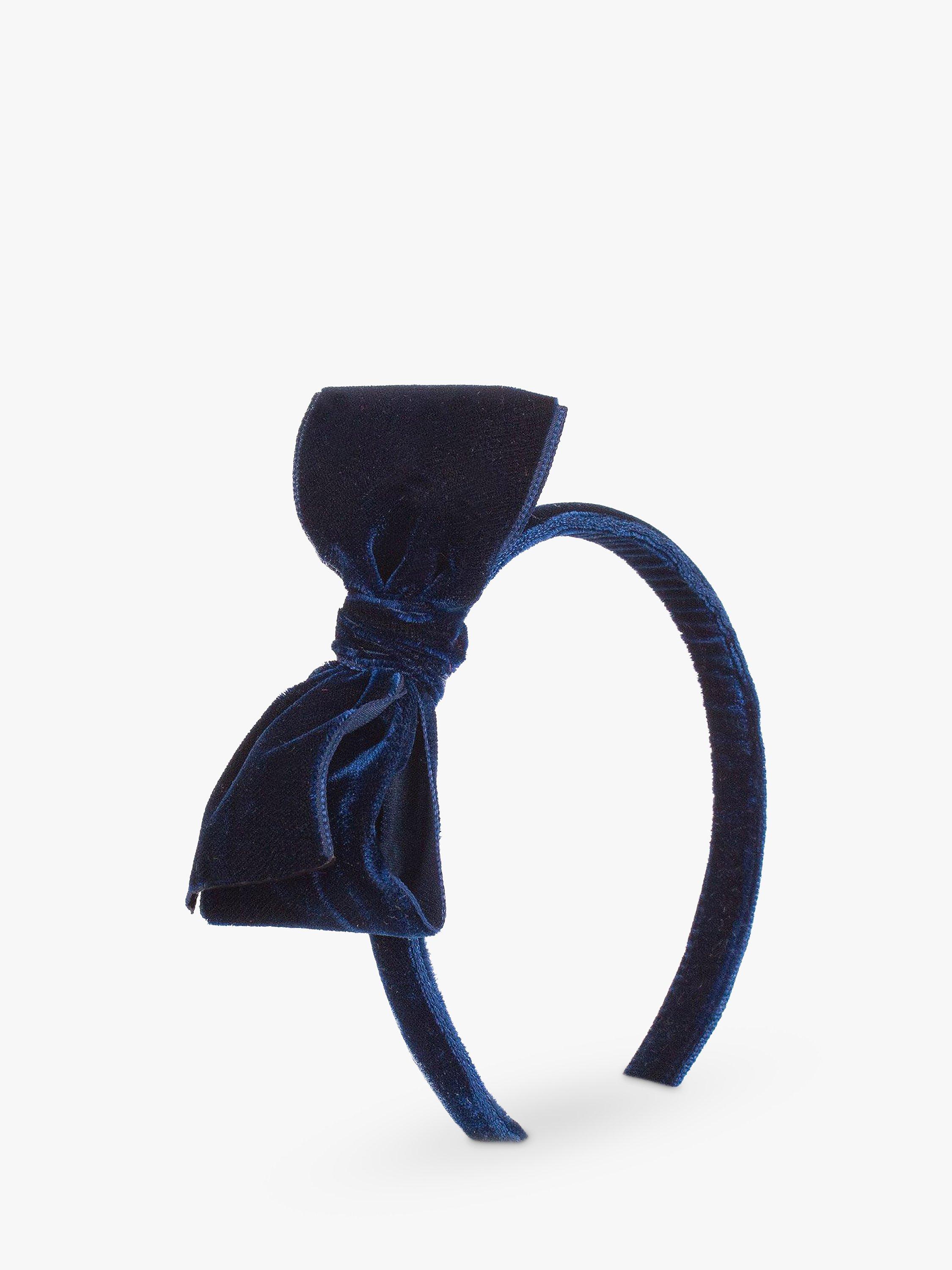 Product image 1 of 2, which shows Trotters Kids' Velvet Bow Headband, Navy, One Size