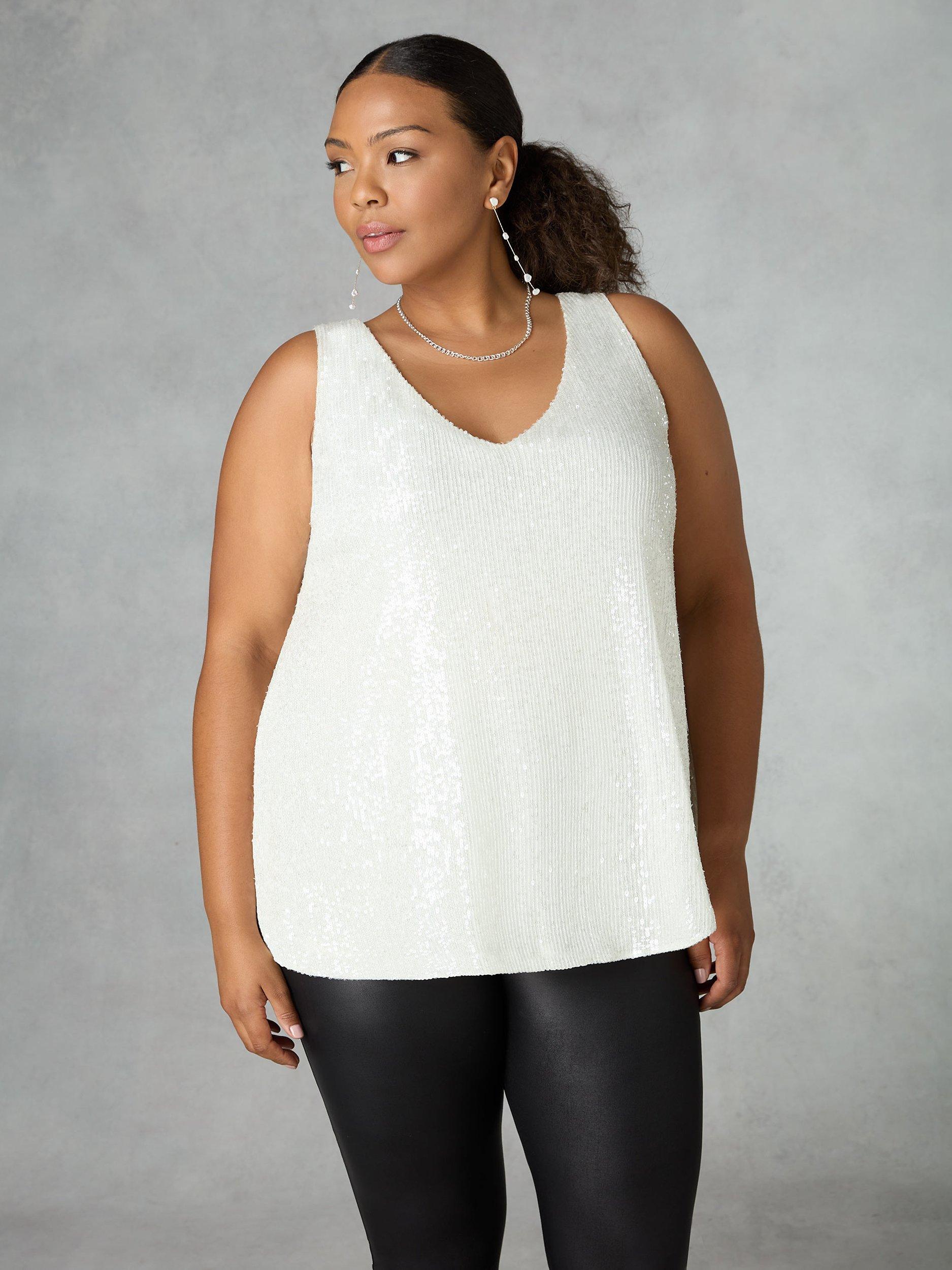 Live Unlimited Curve Sequin Vest Top, White