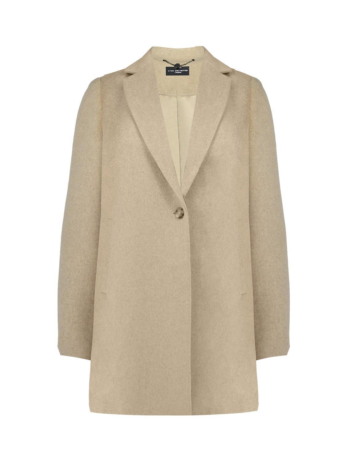 Product image 7 of 7, which shows Live Unlimited Curve Wool Blend Short Coat, Oatmeal, 16
