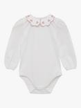 Trotters Baby Petal Floral Cotton Blend Bodysuit, White/Pink