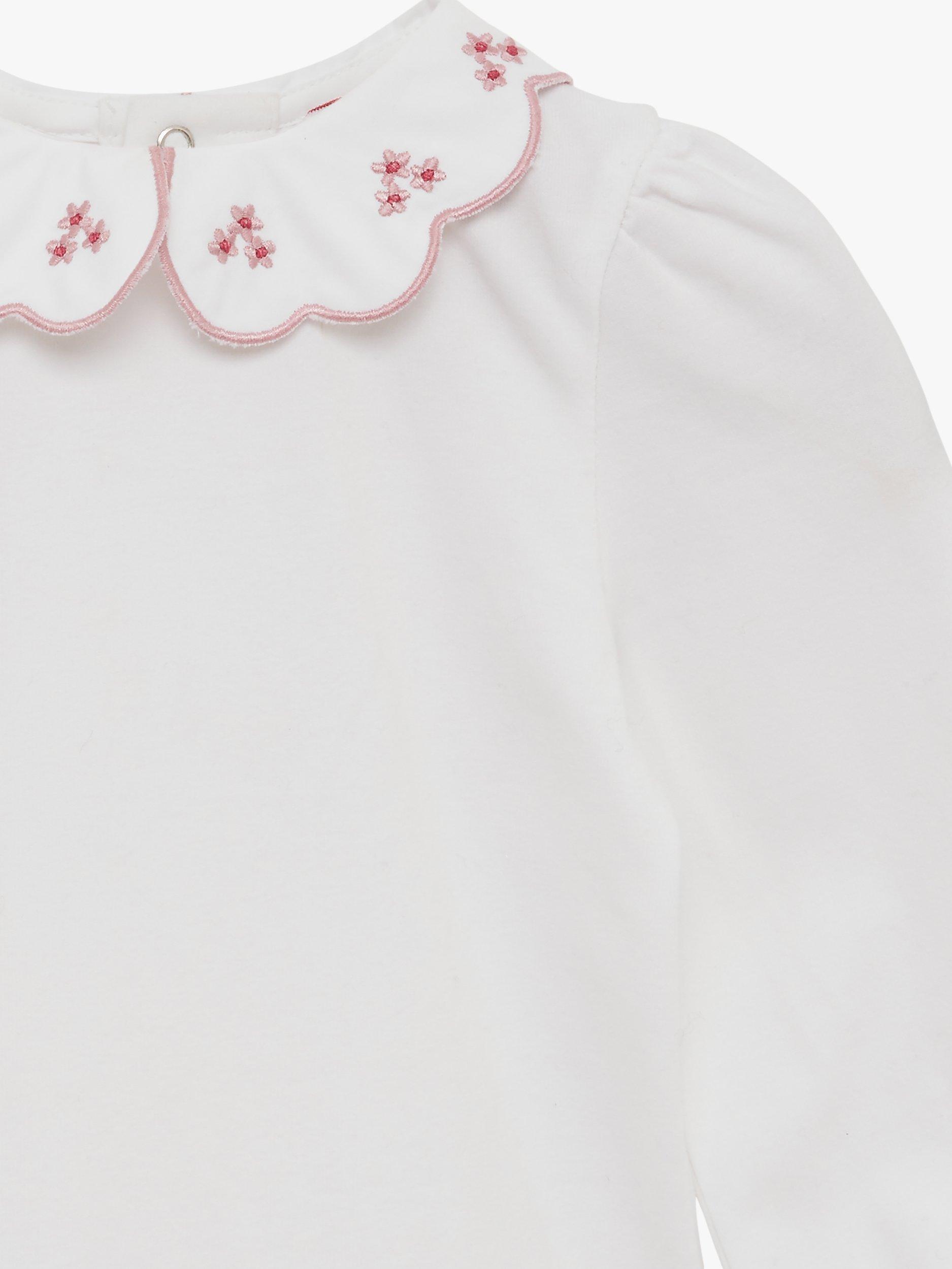 Product image 3 of 3, which shows Trotters Baby Petal Floral Cotton Blend Bodysuit, White/Pink, 3-6 months