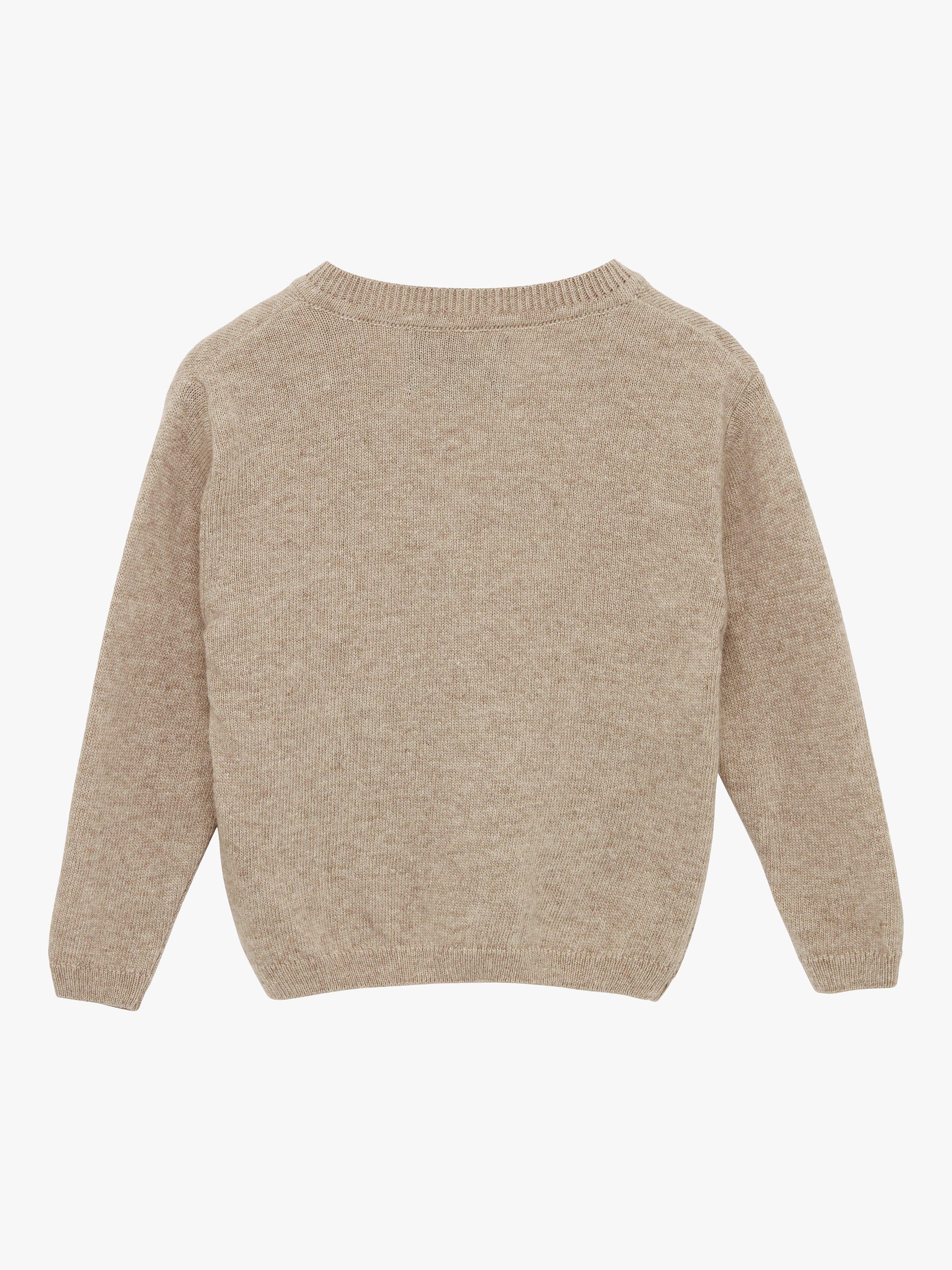 Product image 2 of 4, which shows Trotters Baby Guardsman Wool & Cashmere Blend Cardigan, Oatmeal, 3-6 months