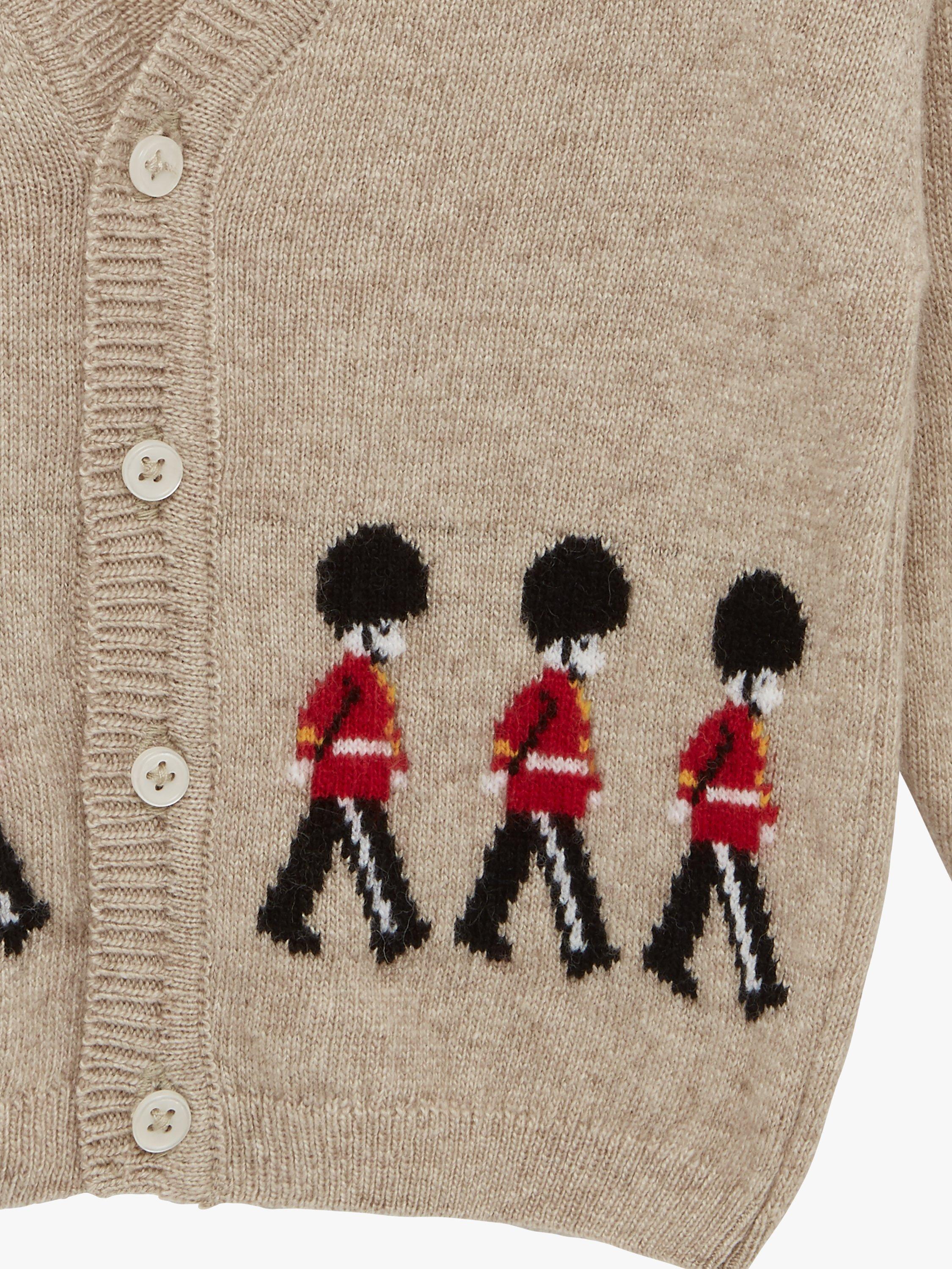 Product image 3 of 4, which shows Trotters Baby Guardsman Wool & Cashmere Blend Cardigan, Oatmeal, 3-6 months