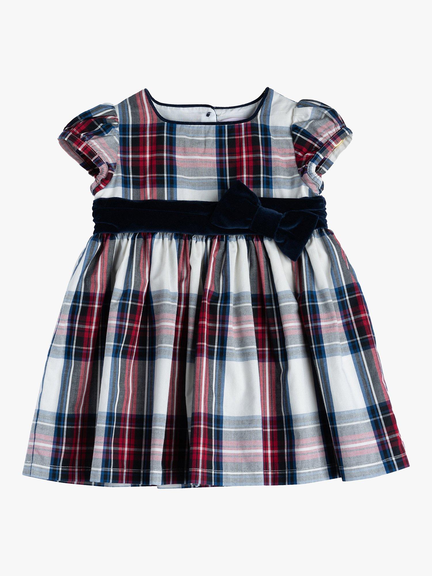 Trotters Baby Victoria Stewart Tartan Velvet Belt Party Dress, Multi