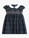 Trotters Charlotte Baby Tartan Smocked Dress, Navy/Multi