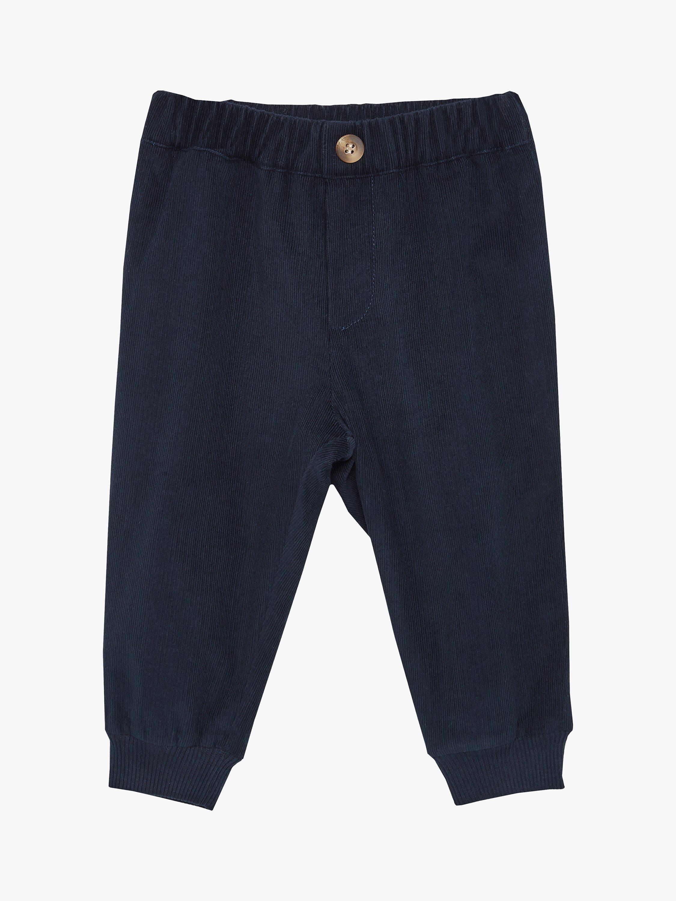 Product image 1 of 3, which shows Trotters Baby Orly Cotton Needle Cord Trousers, Navy, 3-6 months