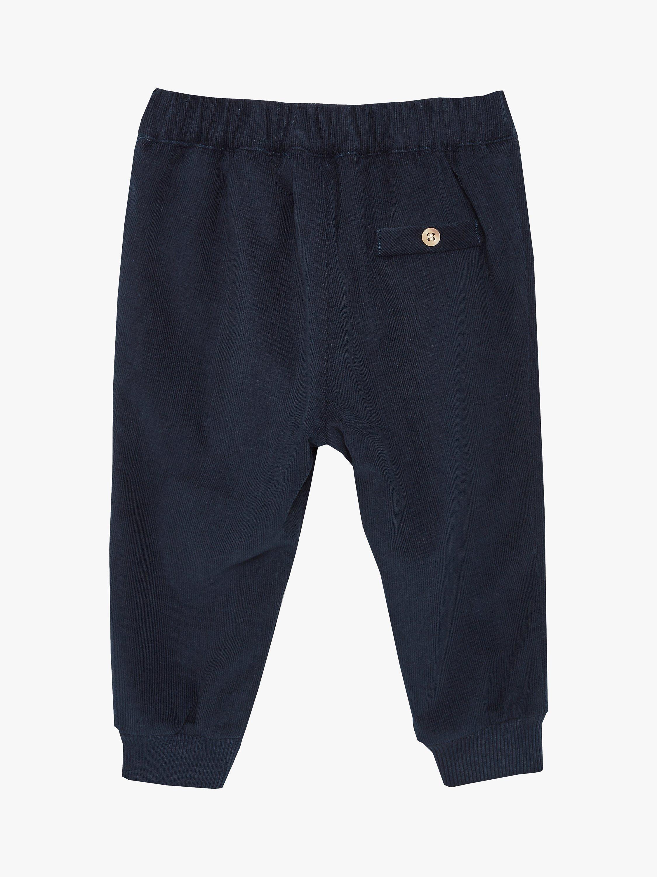 Product image 2 of 3, which shows Trotters Baby Orly Cotton Needle Cord Trousers, Navy, 3-6 months