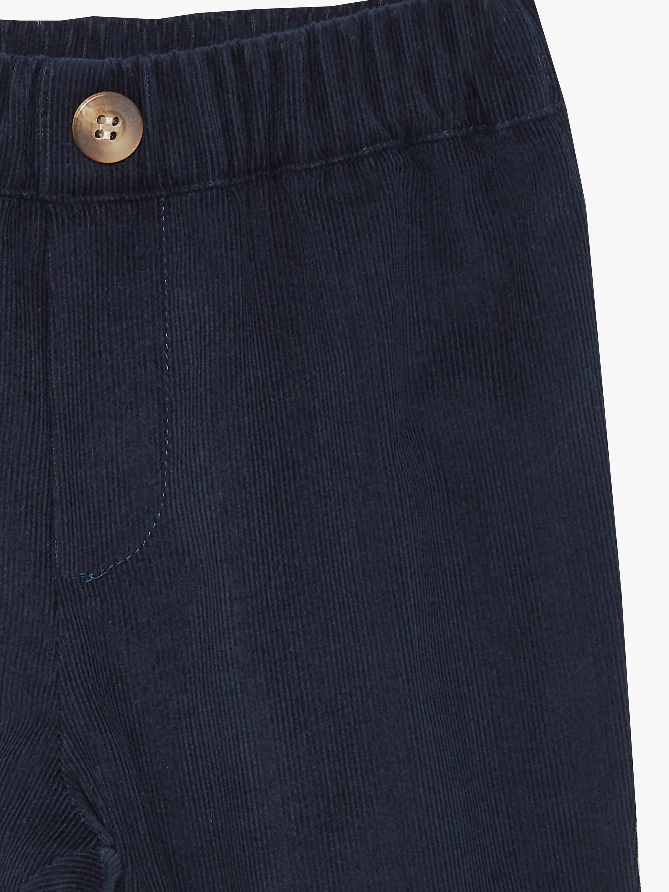 Product image 3 of 3, which shows Trotters Baby Orly Cotton Needle Cord Trousers, Navy, 3-6 months