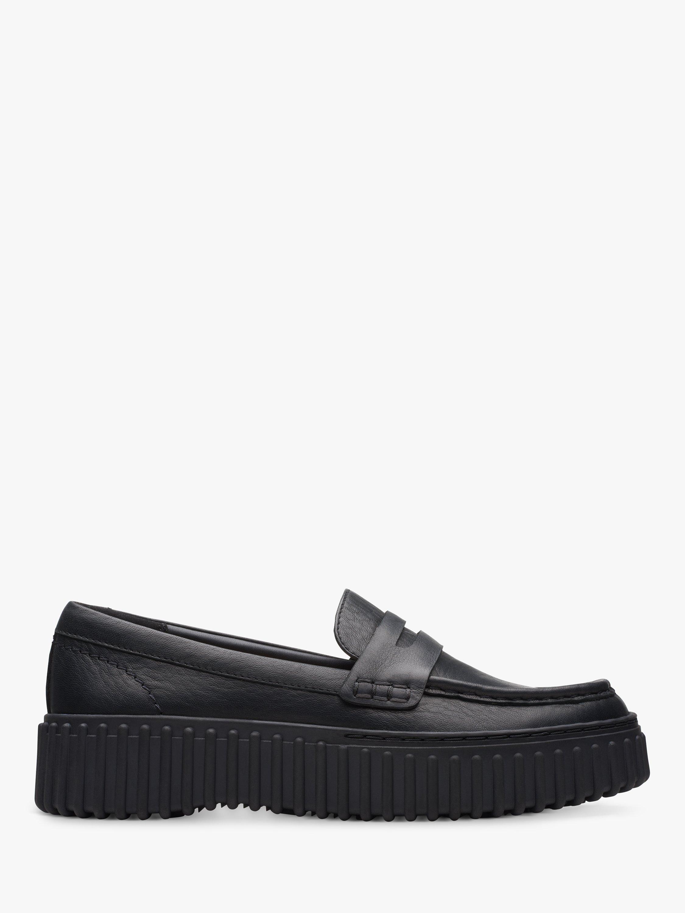 Clarks Torhill Penny Leather Shoes, Black