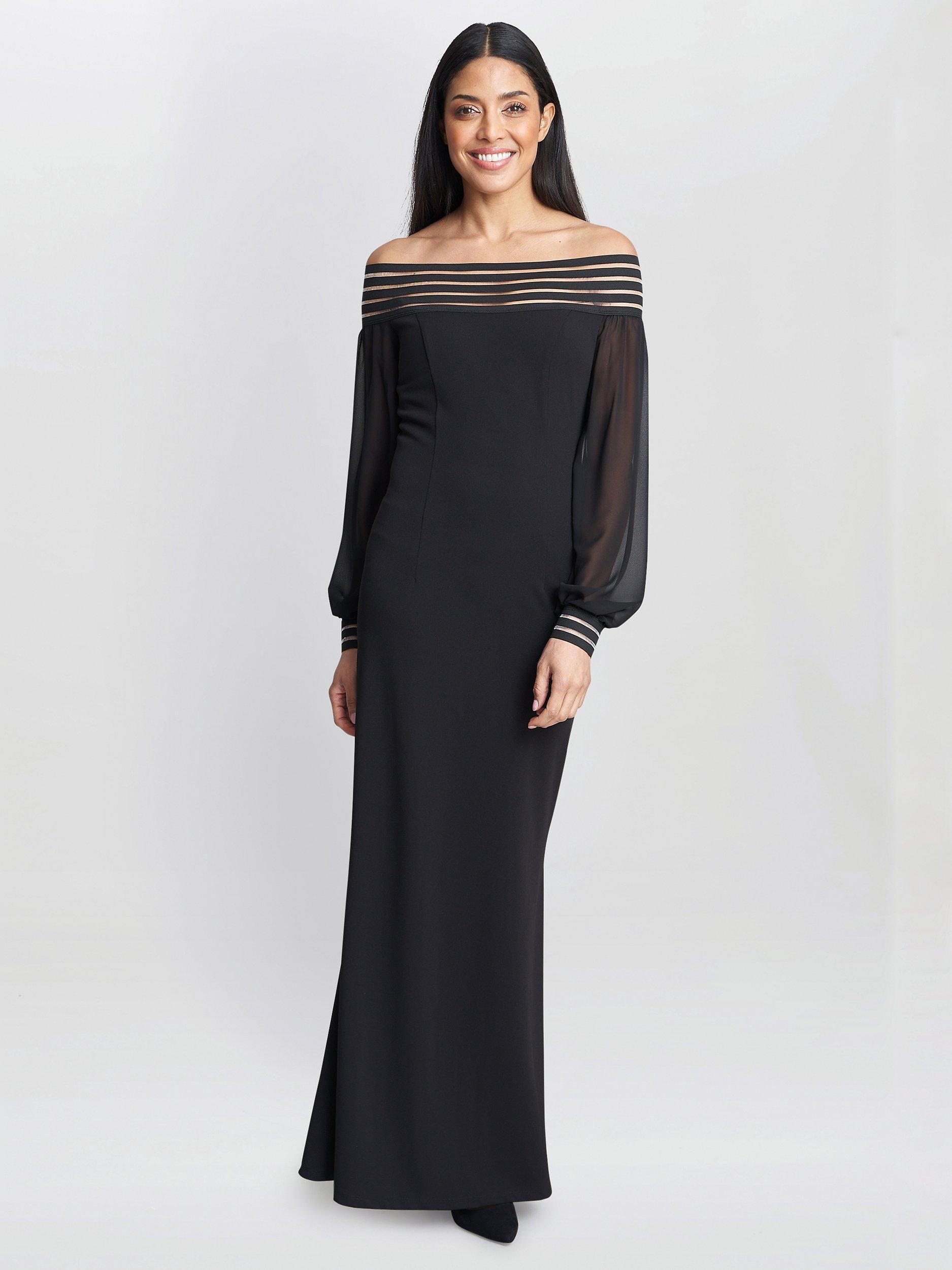 Product image 3 of 8, which shows Gina Bacconi Vanessa Crepe Maxi Dress, Black, 10