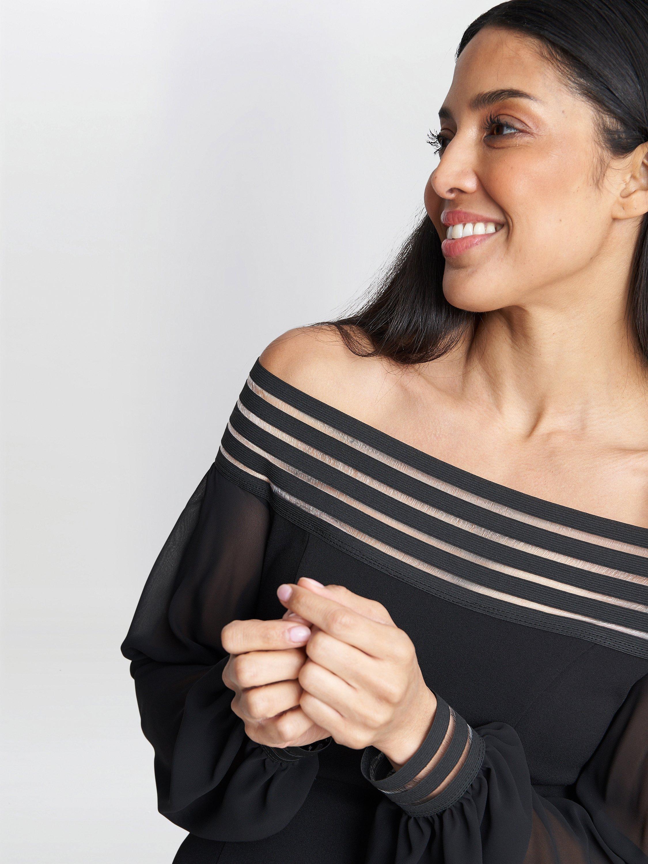 Product image 5 of 8, which shows Gina Bacconi Vanessa Crepe Maxi Dress, Black, 10
