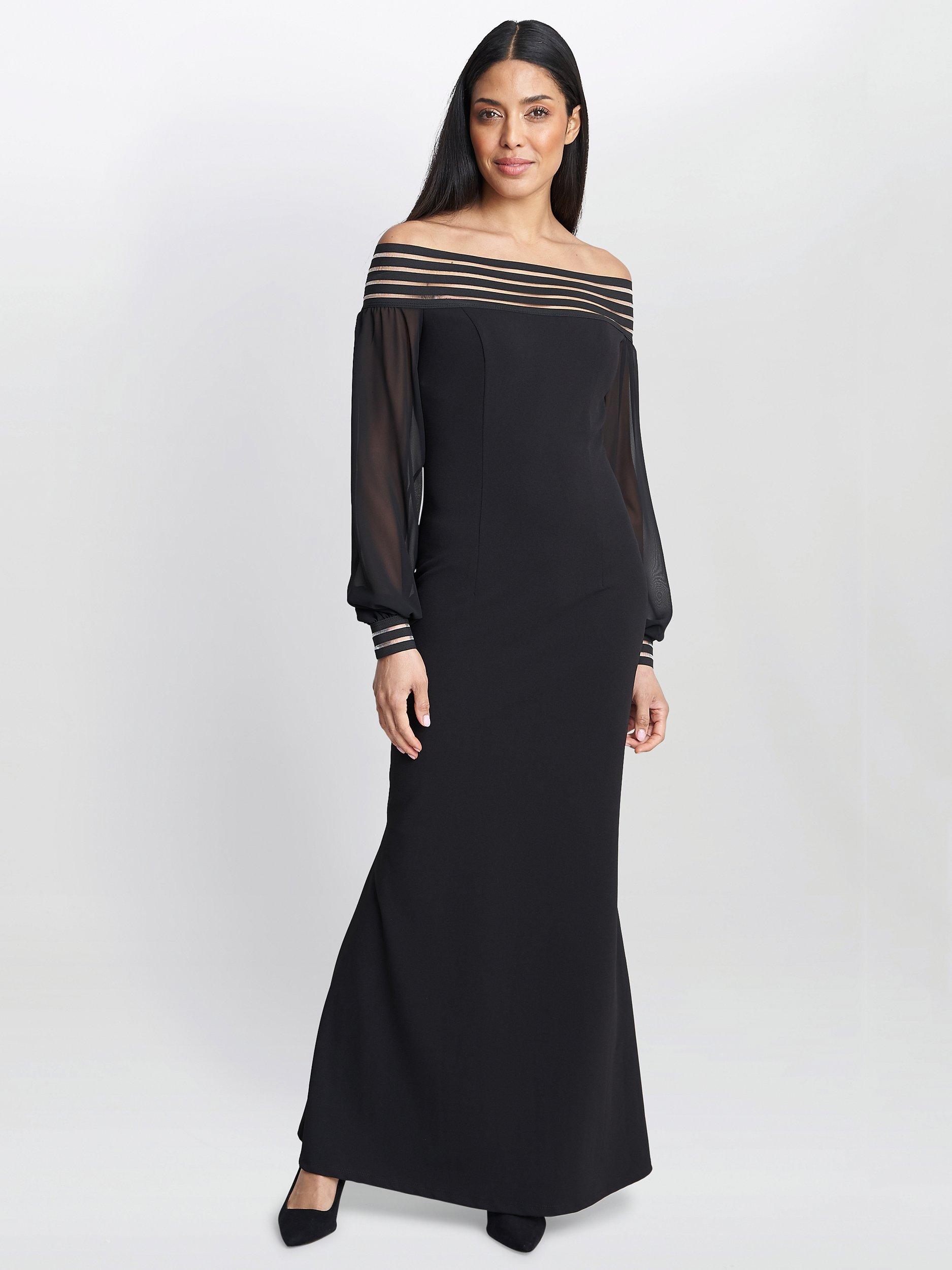 Product image 6 of 8, which shows Gina Bacconi Vanessa Crepe Maxi Dress, Black, 10