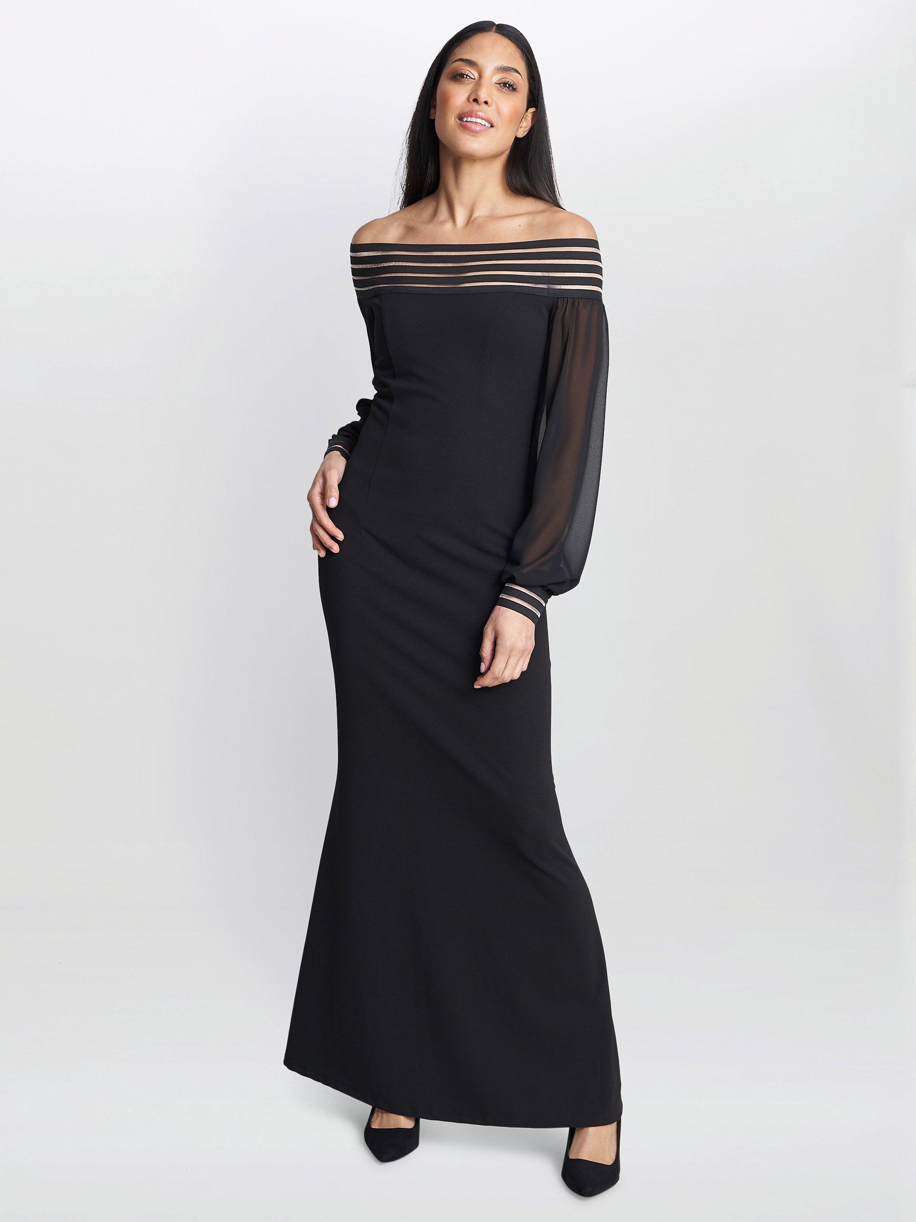 Product image 7 of 8, which shows Gina Bacconi Vanessa Crepe Maxi Dress, Black, 10