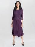 Gina Bacconi Rona Floral Lace Bodice Midi Dress, Plum