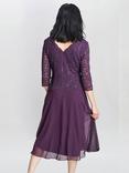 Gina Bacconi Rona Floral Lace Bodice Midi Dress, Plum