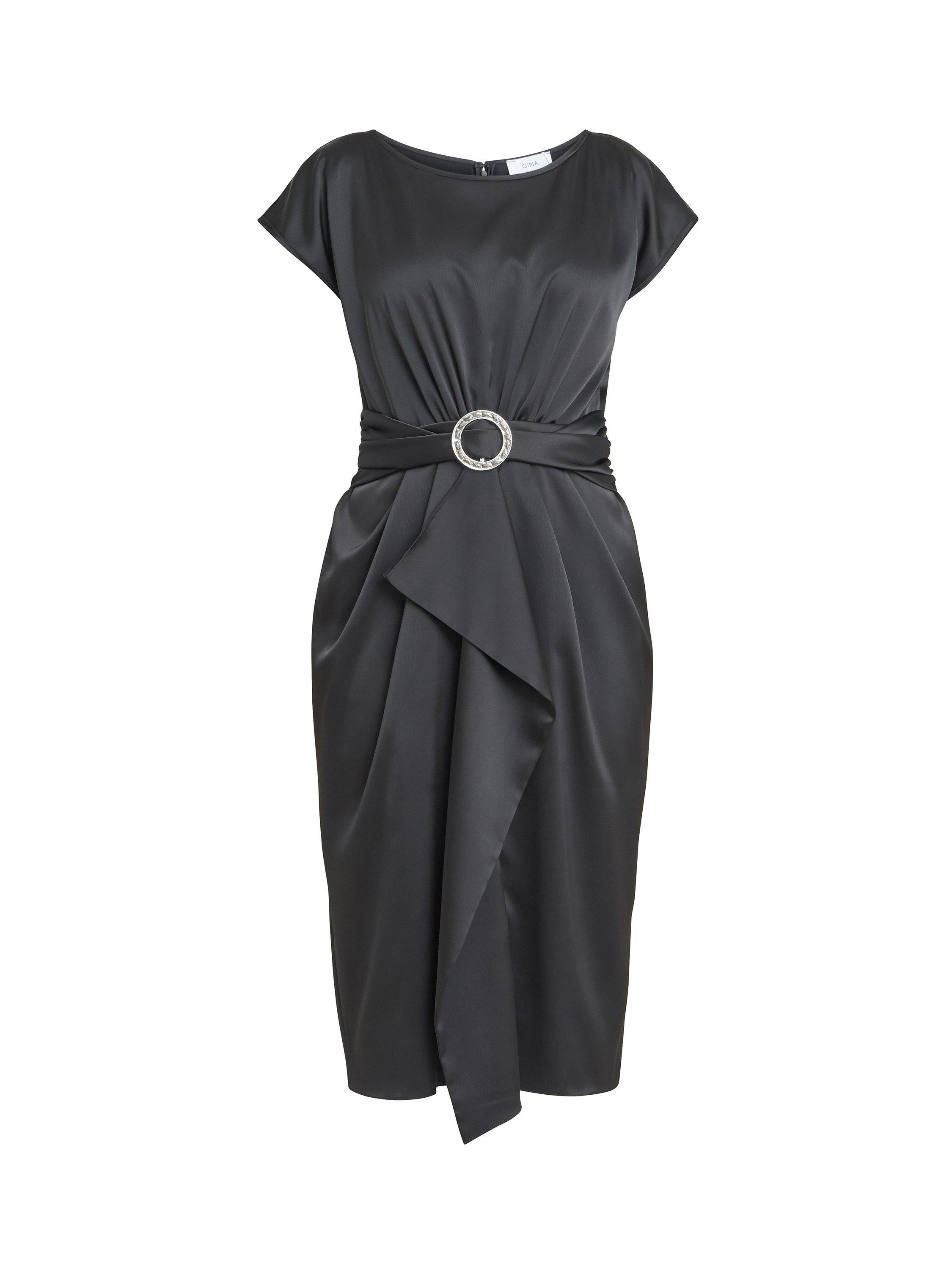 Product image 4 of 5, which shows Gina Bacconi Pelia Satin Sheath Dress, Black, 8